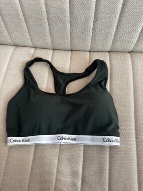 Calvin Klein Green Racerback Sports Bra with Logo Band